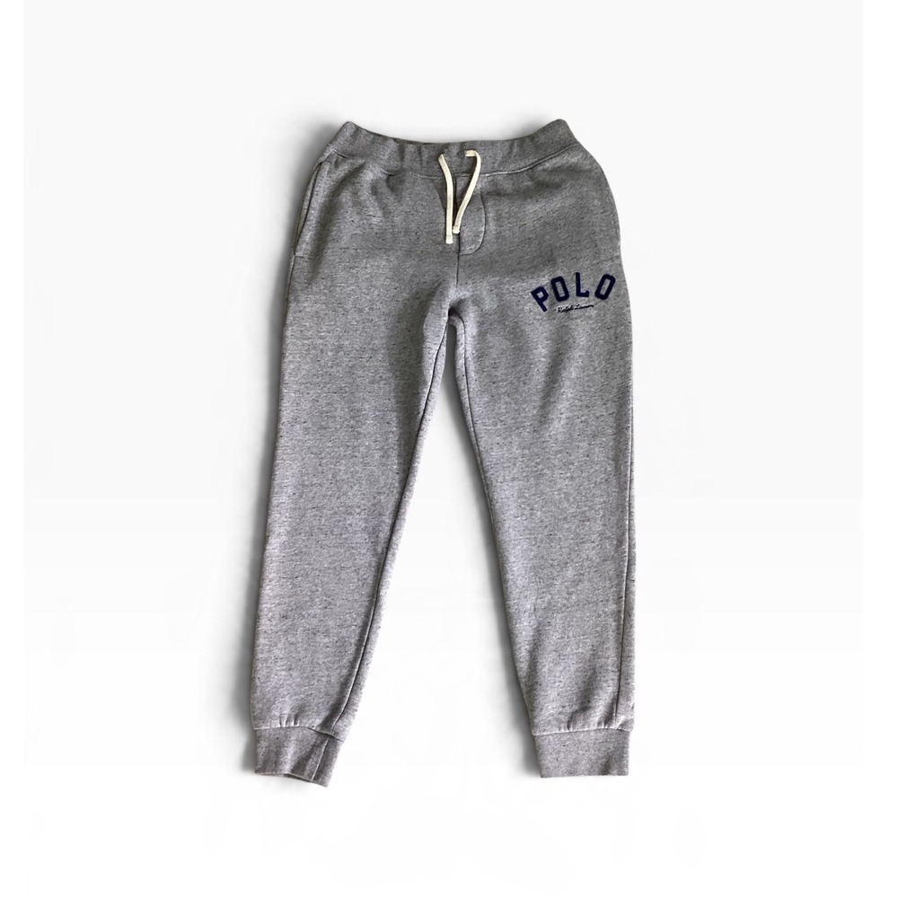 Polo Ralph Lauren Grey Fleece Joggers Sweatpants Navy Logo Mens S